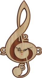 Treble Clef Clock in Wood - Music - thumbnail 1