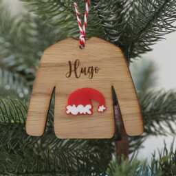 Personalised Wooden Christmas Jumper Ornament - Elf Decoration - thumbnail 4