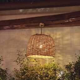 Wicker Pendant Light, Straw Lampshade - thumbnail 2