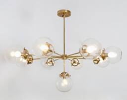 Gorgeous Mid Century Sputnik Helio Chandelier Light Fixture , Large Modern Handmade Brass Glass Globe Low Ceiling Lamp 9
