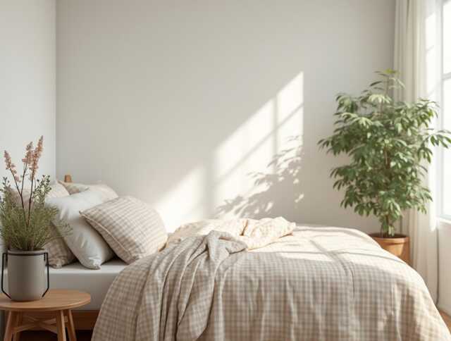 Beige Gingham Cotton 1 Duvet Cover Checkered Comforter Set Cozy Bedroom Decor Duvet - image 1
