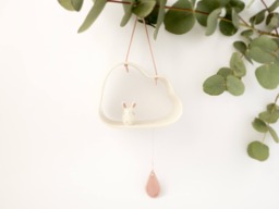 Hanging Cloud Mobile, Bunny Baby Mobile. An Unique Shower Gift. Handmade in Italy - thumbnail 1