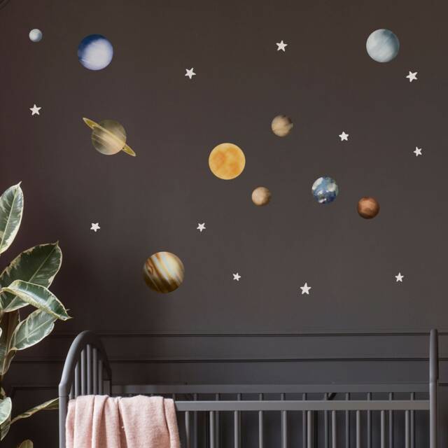 Solar System Planets Watercolour Wall Decals - Plastic-Free Wall Stickers For Kids' Rooms - image 1