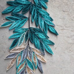 Teal Home Decor Gold Silver Wall Art Paper Leaves Wall Hanging - thumbnail 2