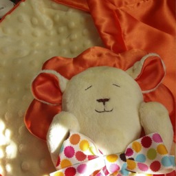 Lion Security Blanket Yellow Minky Baby Lovey With Satin - thumbnail 4
