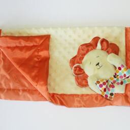 Lion Security Blanket Yellow Minky Baby Lovey With Satin - thumbnail 3