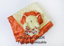 Lion Security Blanket Yellow Minky Baby Lovey With Satin