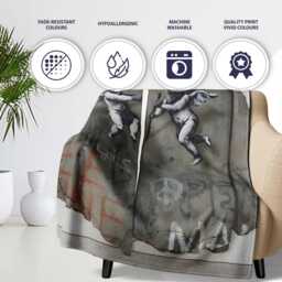 Blindfolded Cherubs Concrete Street Art Sculpture, All Season Comfort, Comfortable Everyday Use - Super Soft Fleece Blanket Bed Sofa Throw - thumbnail 2