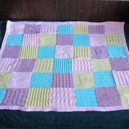 Hand Knitted Squares Afghancolorful Knitting Blanketbaby Crib Blanket - thumbnail 3