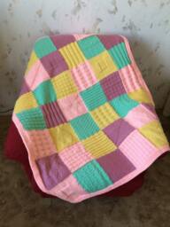 Hand Knitted Squares Afghancolorful Knitting Blanketbaby Crib Blanket