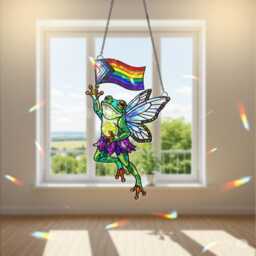 Fairy Frog Pride Ornament Hologram Acrylic Lgbtq Decor - thumbnail 2