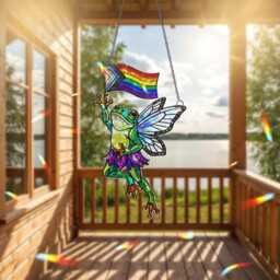 Fairy Frog Pride Ornament Hologram Acrylic Lgbtq Decor - thumbnail 1