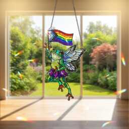 Fairy Frog Pride Ornament Hologram Acrylic Lgbtq Decor - thumbnail 3