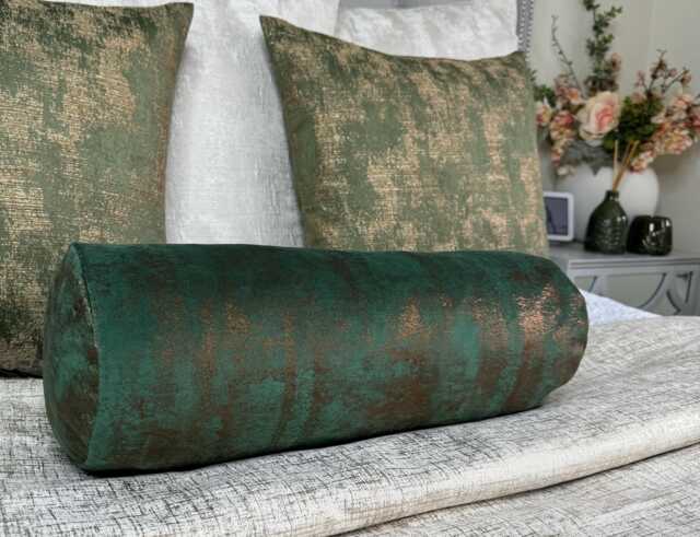 "Green Cushion, Luxury Bed Bolster, Stylish 16"" X 6" - image 1