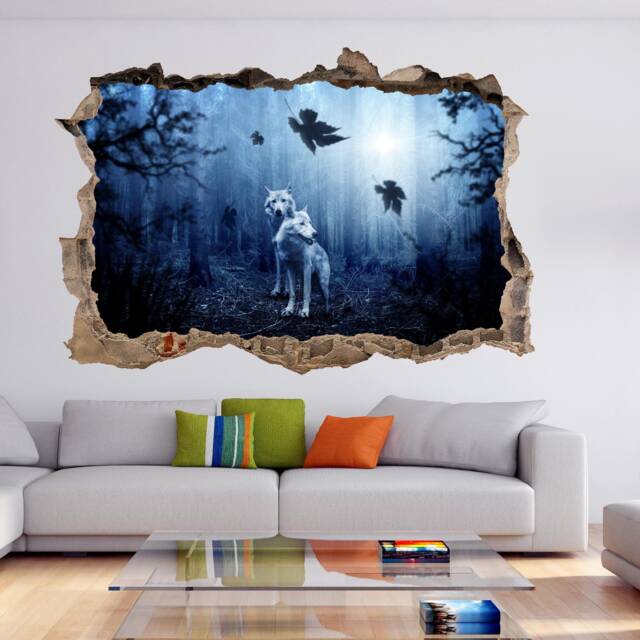 Wolf Autumn Leaves Forest Wall Decal Sticker Mural Poster Print Art Home Office Decor Dl6 - image 1