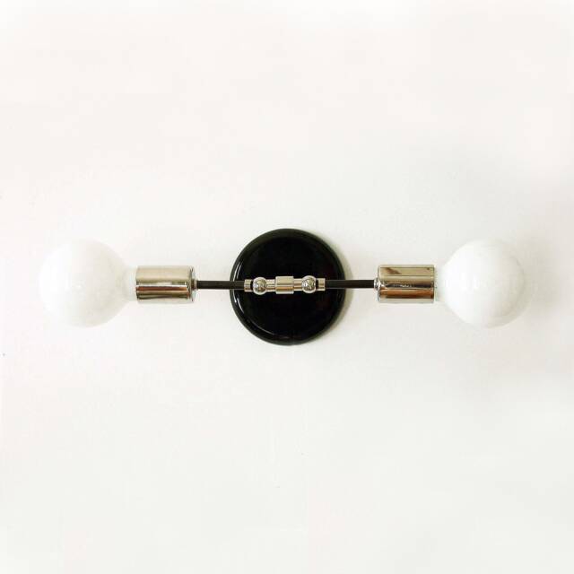 Double Nickel Sconce Lamp, Wall Lighting, Adjustable Light, Bathroom Kitchen Modern Black And - image 1