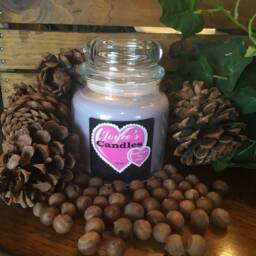 Lilac, Hand Made, Poured, All Natural, 100% Soy, 16 Oz. Candle, in Apothecary Jar With Glass Dome Lid - thumbnail 3