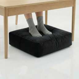 Black Velvet Bean Bag Floor Cushion Square Ottoman Pouf - 60cm - thumbnail 2