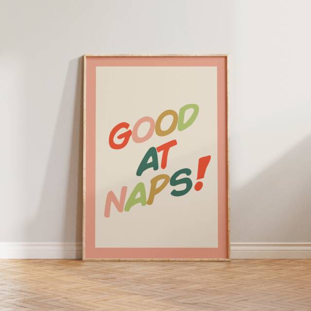 Kids Bedroom Wall Art, Print, Children's Prints, Boys Room Funny Girls Good At Naps Decor - image 1