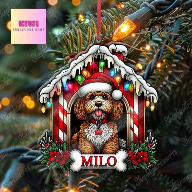 Personalized Cavapoo Christmas Ornament, Custom Dog House Decor - image 1