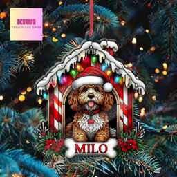 Personalized Cavapoo Christmas Ornament, Custom Dog House Decor - thumbnail 2