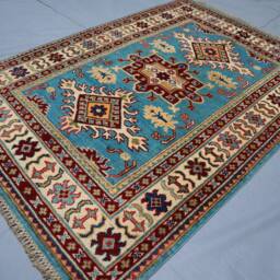 3x5 Kazak Area Rug - Blue Tribal Caucasian Afghan Hand Knotted Veg Dyes Wool Geometric Bedroom Kitchen Oriental Boho - thumbnail 3