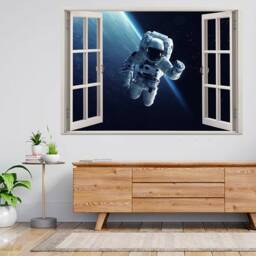 Astronaut At Spacewalk Cosmic 3D Window View Wall Sticker Poster Decal A764V