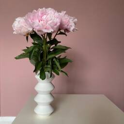 Handmade White Porcelain Flower Vases Geometric Zig Zag Design - thumbnail 3