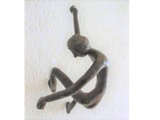 Last Copy/ Dady Bronze Figure Hanging On Nylon Wire/ Man Climbing Against The Wall/ Black Patin/ Part Of Billies Family/ 10.3 - image 1