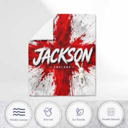 Personalised Name Paint England Flag Cot Bed Set Three Lions Nursery Bedding Football Supporter Present St George Cross Baby Room Decor Gift - thumbnail 4