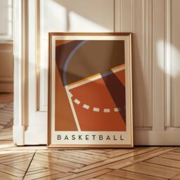 Basketball Art Print - Minimalist Sports Wall Bold Geometric Poster - thumbnail 1