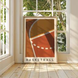 Basketball Art Print - Minimalist Sports Wall Bold Geometric Poster - thumbnail 3