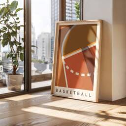 Basketball Art Print - Minimalist Sports Wall Bold Geometric Poster - thumbnail 2