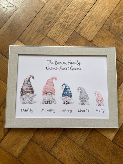 Gnome Frame, Picture, Gift, Family A4 Print, Gnome, Christmas, Birthday Gift - image 1