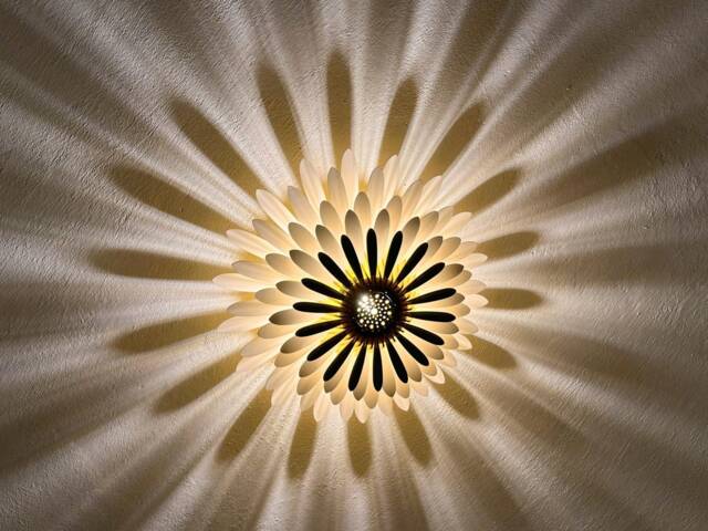White Daisy Flower Ceiling Light, Wood Light Fixture, Wooden Lamp Shades, Semi Flush Mount Wood, Fixture - image 1