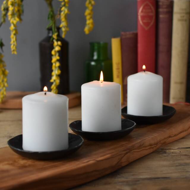 Hand Forged Steel Candle Dish Set Rustic Tableware Decor - image 1