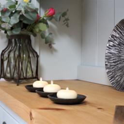 Hand Forged Steel Candle Dish Set Rustic Tableware Decor - thumbnail 3