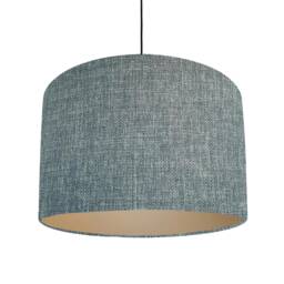 Textured Duck Egg Blue Lampshade With Champagne Lining - thumbnail 3