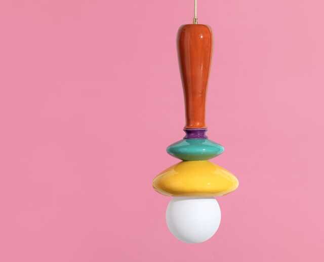 Large Ceramic Pendant Lamp Funky Sculptural Ceiling Light - image 1