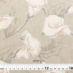 Calla Lily 3 Colors Watercolor Daylily Floral Flower Gray Blue Cotton Curtain, Valance Pleated, Lined Drapery Panel Offered As Upgrades - thumbnail 2