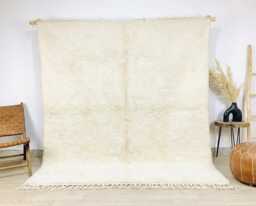White Moroccan Rug Berber Shag Large Area - Solid Cream Plush Wool Carpet Texture Maxxing Minimalist Home Decor