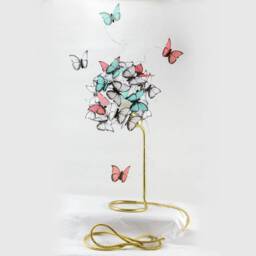 Butterfly Table Lamp Gold Base, Colorful Paper Butterflies, Whimsical Decor - thumbnail 1