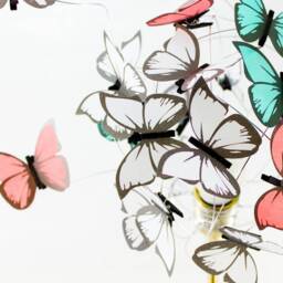Butterfly Table Lamp Gold Base, Colorful Paper Butterflies, Whimsical Decor - thumbnail 2