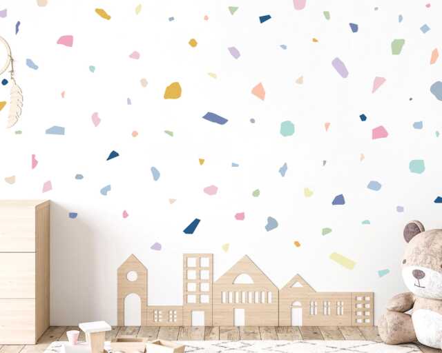 Pastel Terrazzo Wall Decals, Danish-Inspired Scandinavian Stickers, Playful Nordic Decor - image 1