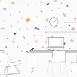 Pastel Terrazzo Wall Decals, Danish-Inspired Scandinavian Stickers, Playful Nordic Decor - thumbnail 2