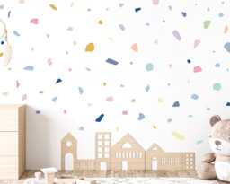 Pastel Terrazzo Wall Decals, Danish-Inspired Scandinavian Stickers, Playful Nordic Decor