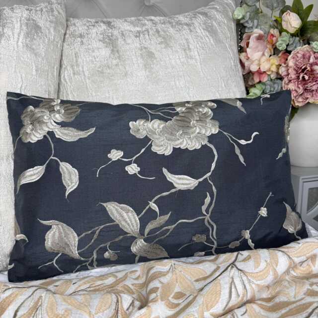 Embroidered Floral Cushion Cover 12x20 - image 1