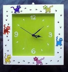 Hand Painted Cats Wooden Wall Clock - thumbnail 3