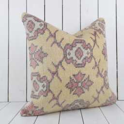Vintage Turkish Kilim Pillow Cover 20x20 Inch, Handmade Throw - thumbnail 3