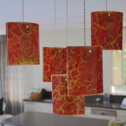 Fused Glass Pendant Lights. Crackle Texture Chandelier Lighting. Shells Design - thumbnail 2
